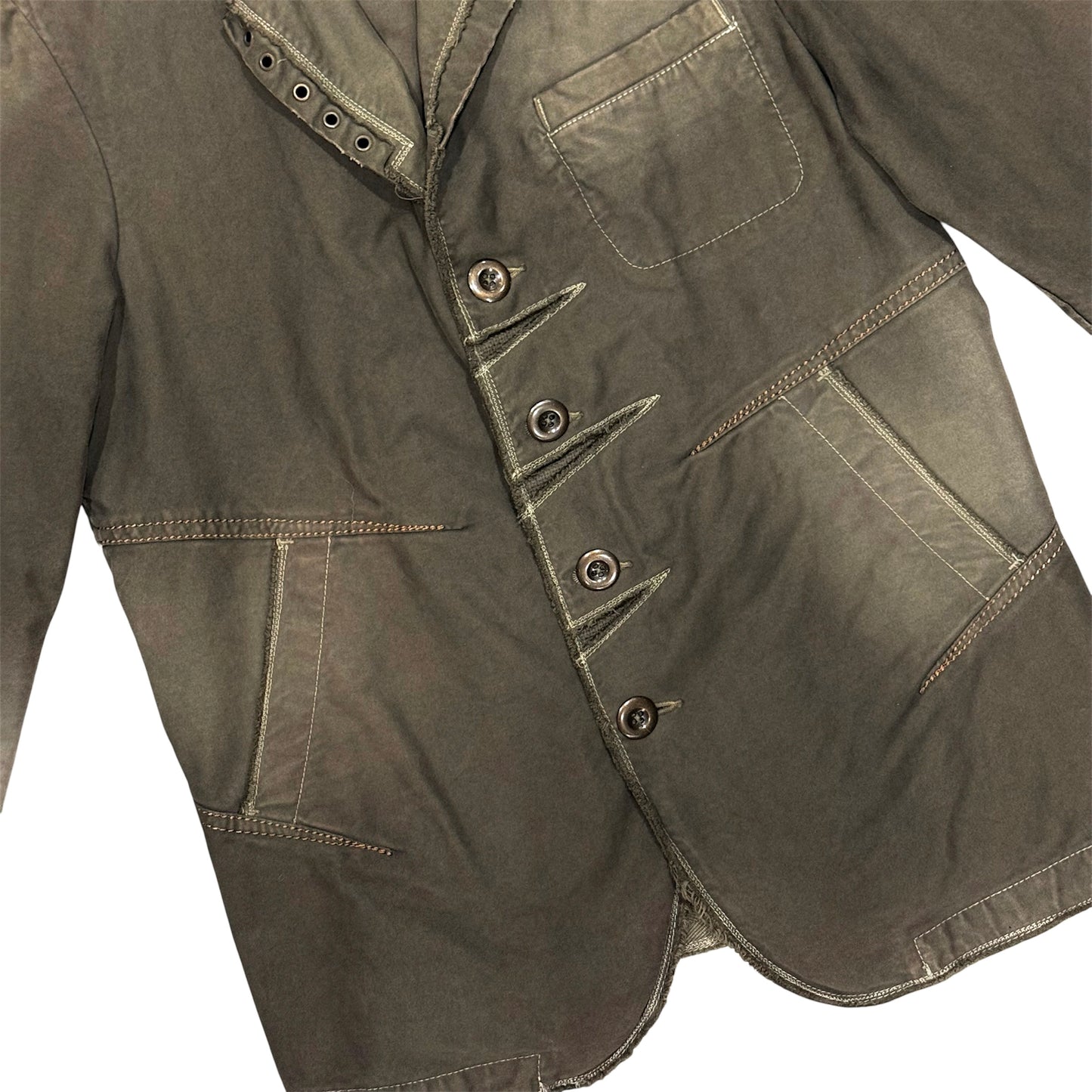 MARITHE FRANCOIS GIRBAUD WASHED KHAKI BLAZER
