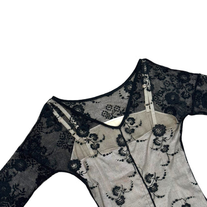 DOLCE & GABBANA SHEER FLORAL LACE OVERLAY DRESS