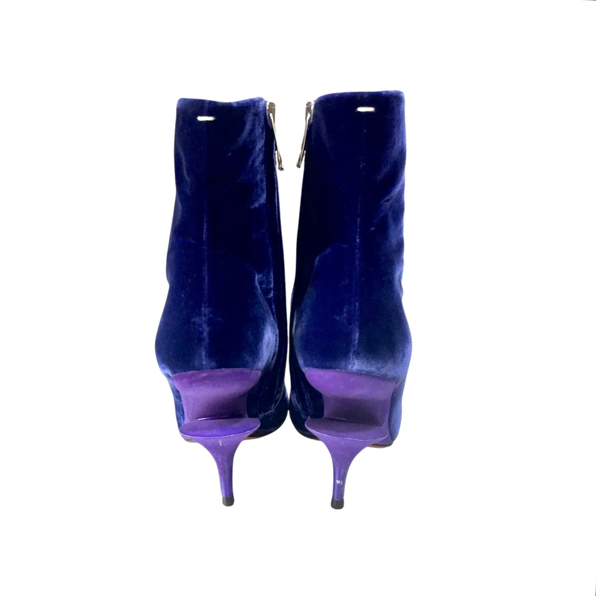 MAISON MARGIELA PURPLE VELVET CUT OUT HEELS BOOTS