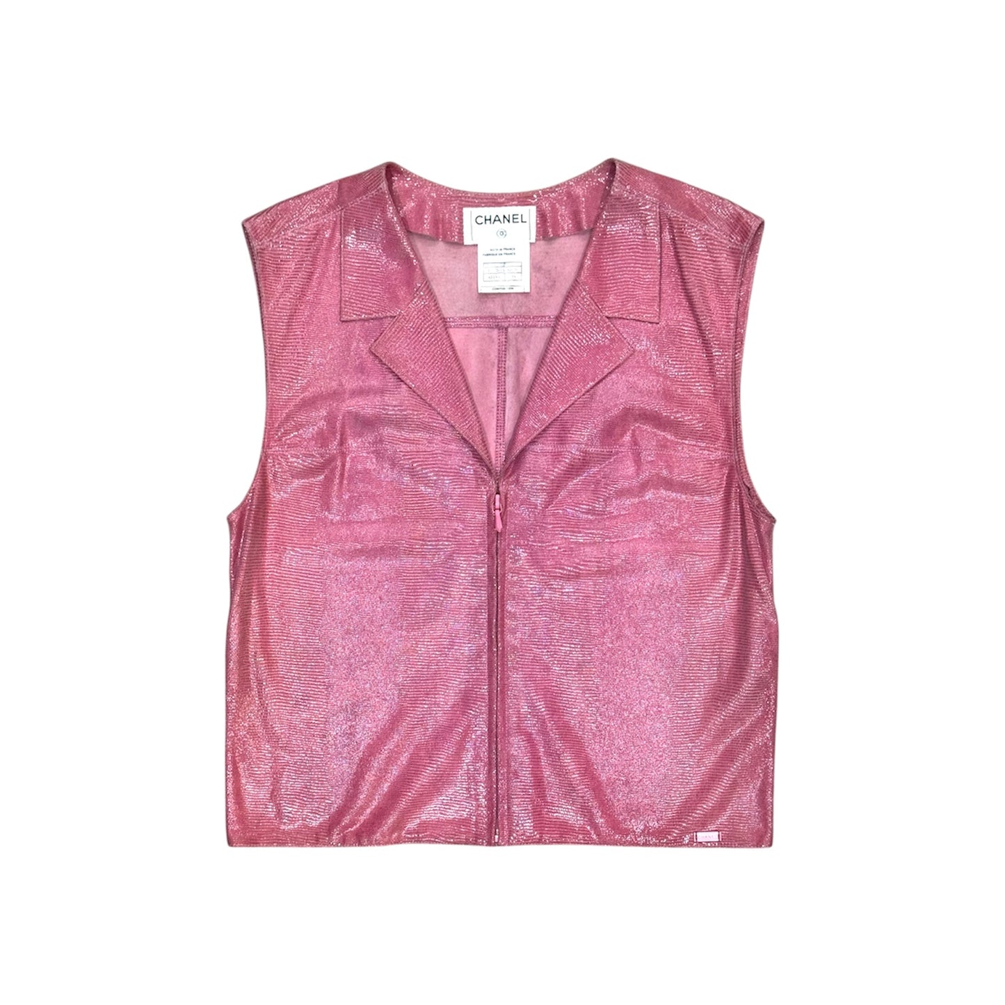 CHANEL PINK LEATHER VEST JACKET