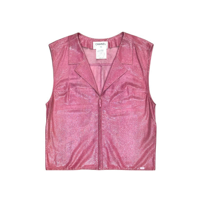 CHANEL PINK LEATHER VEST JACKET