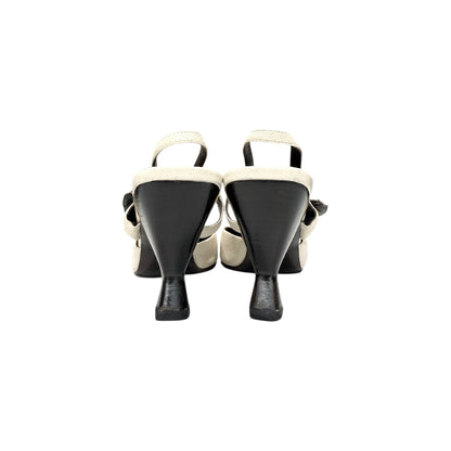 PRADA IVORY LEATHER SLINGBACK HEELS