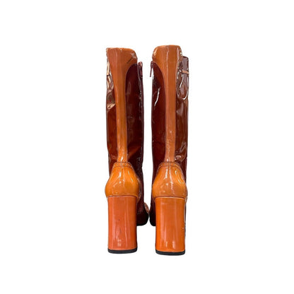 PRADA FW1999 ORANGE PATENT BOOTS