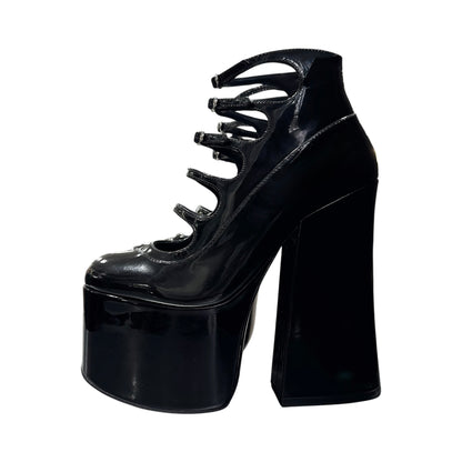 MARC JACOB BLACK KIKI PATENT LEATHER ANKLE BOOTS