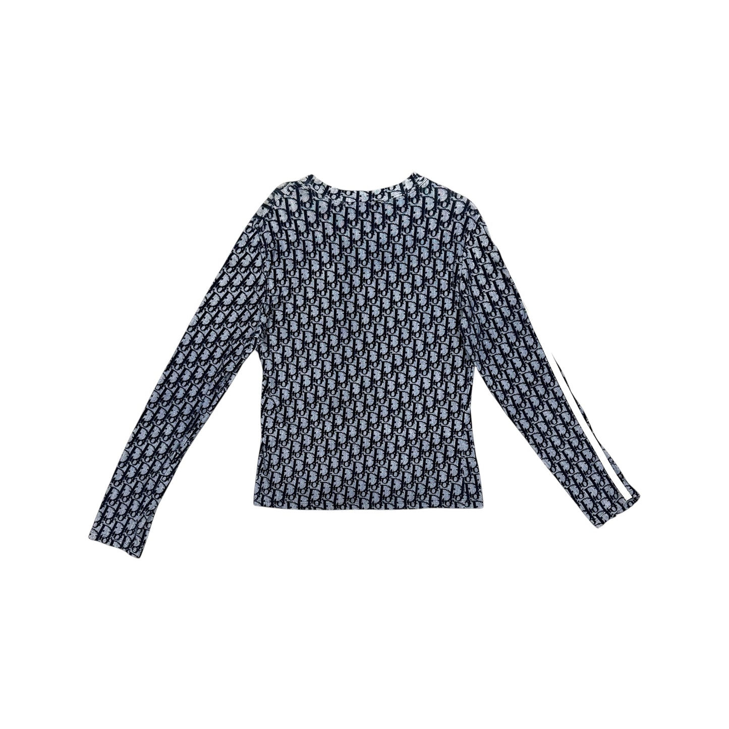 CHRISTIAN DIOR NAVY TROTTER MONOGRAM LONG SLEEVE TOP