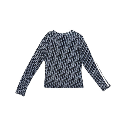 CHRISTIAN DIOR NAVY TROTTER MONOGRAM LONG SLEEVE TOP