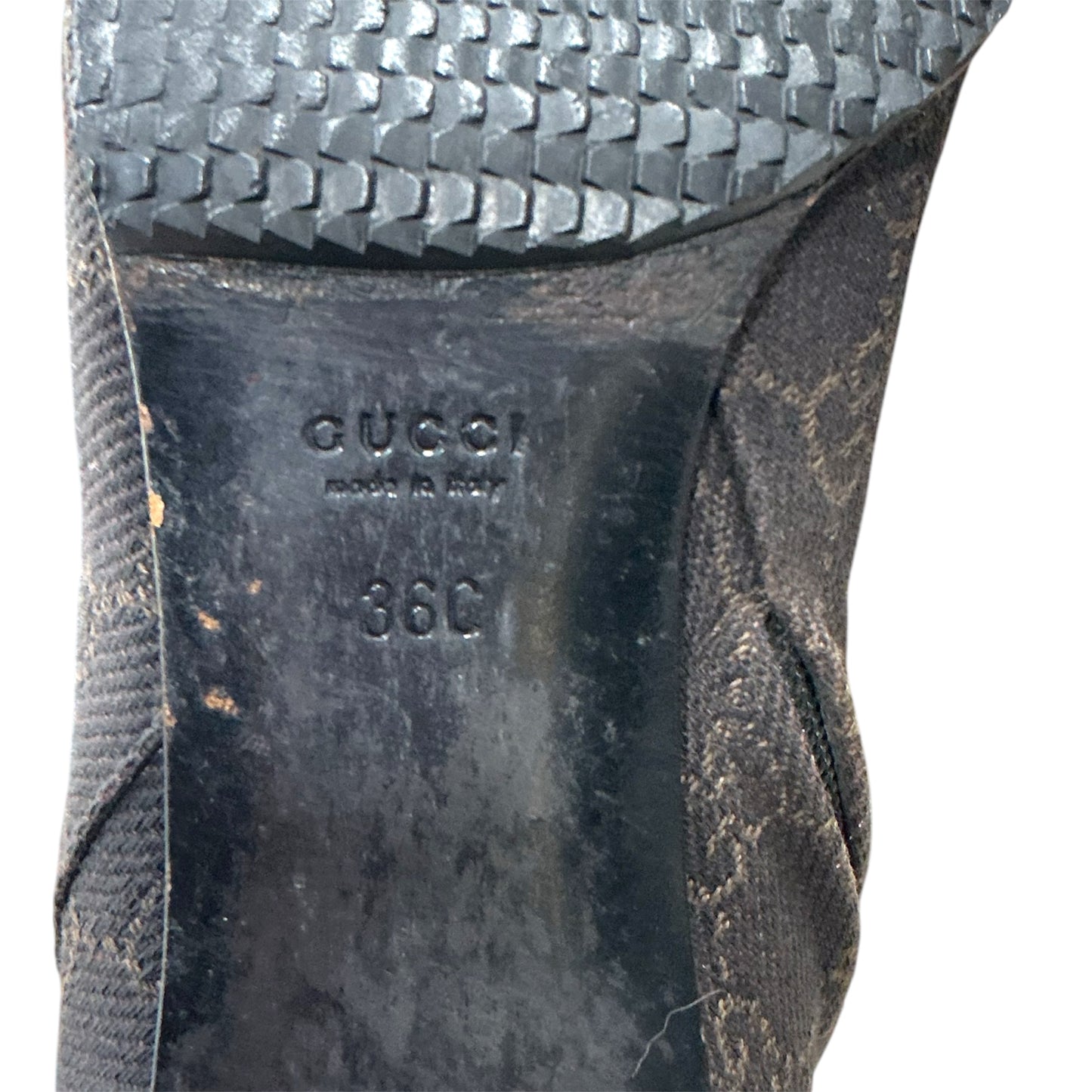 GUCCI DARK BROWN MONOGRAM BOOTS