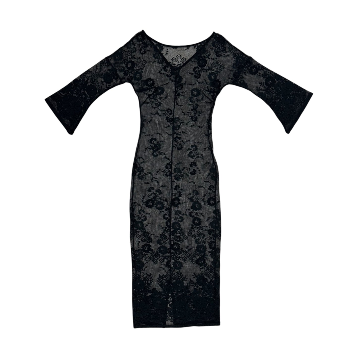 DOLCE & GABBANA SHEER FLORAL LACE OVERLAY DRESS
