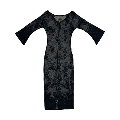 DOLCE & GABBANA SHEER FLORAL LACE OVERLAY DRESS