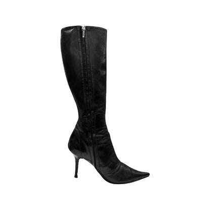 CHRISTIAN DIOR BY JOHN GALLIANO BLACK WOVEN LEATHER BOOTS