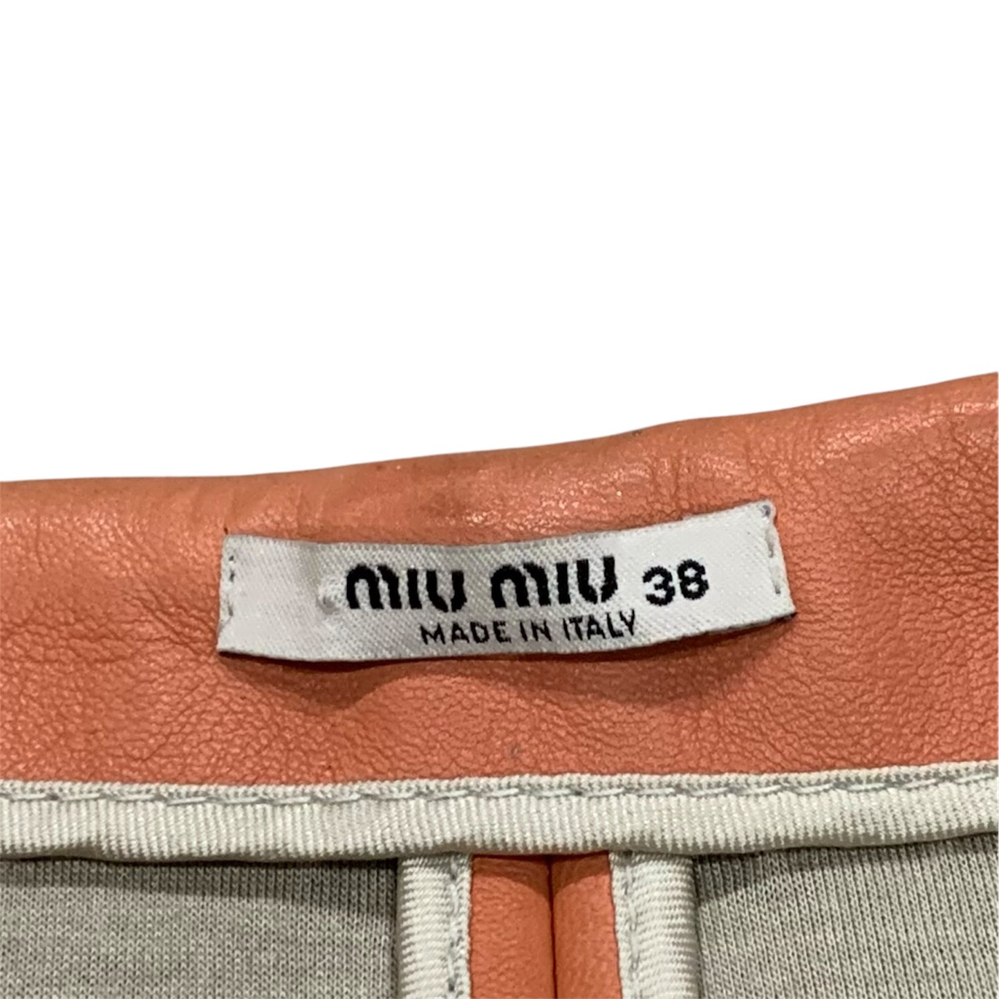 MIU MIU ORANGE LEATHER MID-SKIRT