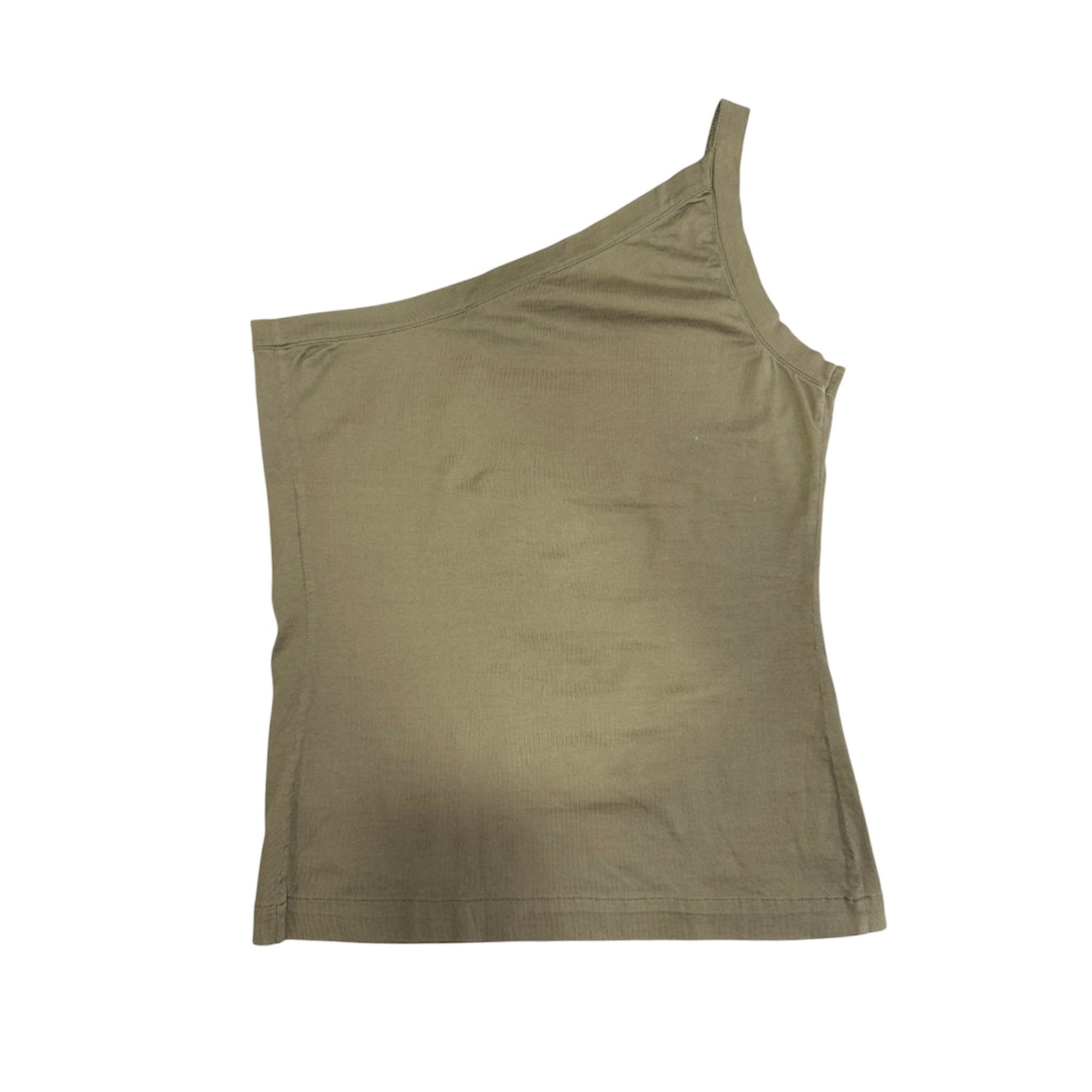YVES SAINT LAURENT GREEN ASYMMETRIC CAMISOLE TOP