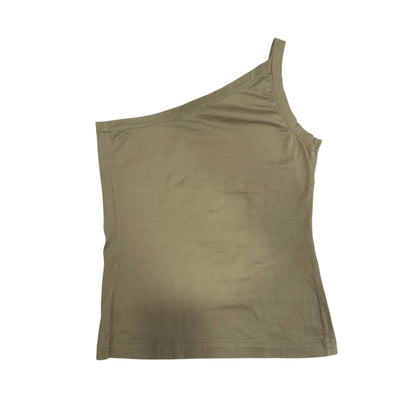 YVES SAINT LAURENT GREEN ASYMMETRIC CAMISOLE TOP