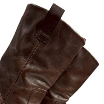HAIDER ACKERMANN WESTERN BROWN LEATHER BOOTS