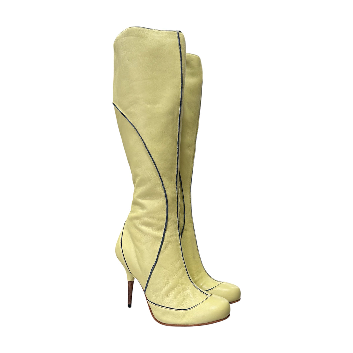 DIESEL YELLOW STILETTO KNEE HIGH BOOTS