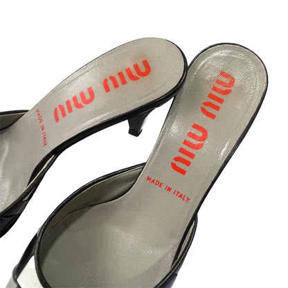MIU MIU SS2001 MULTICOLOR WOVEN  LEATHER MULES
