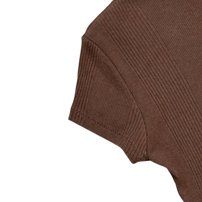 JEAN PAUL GAULTIER BROWN RIBBED KNIT BODYSUIT