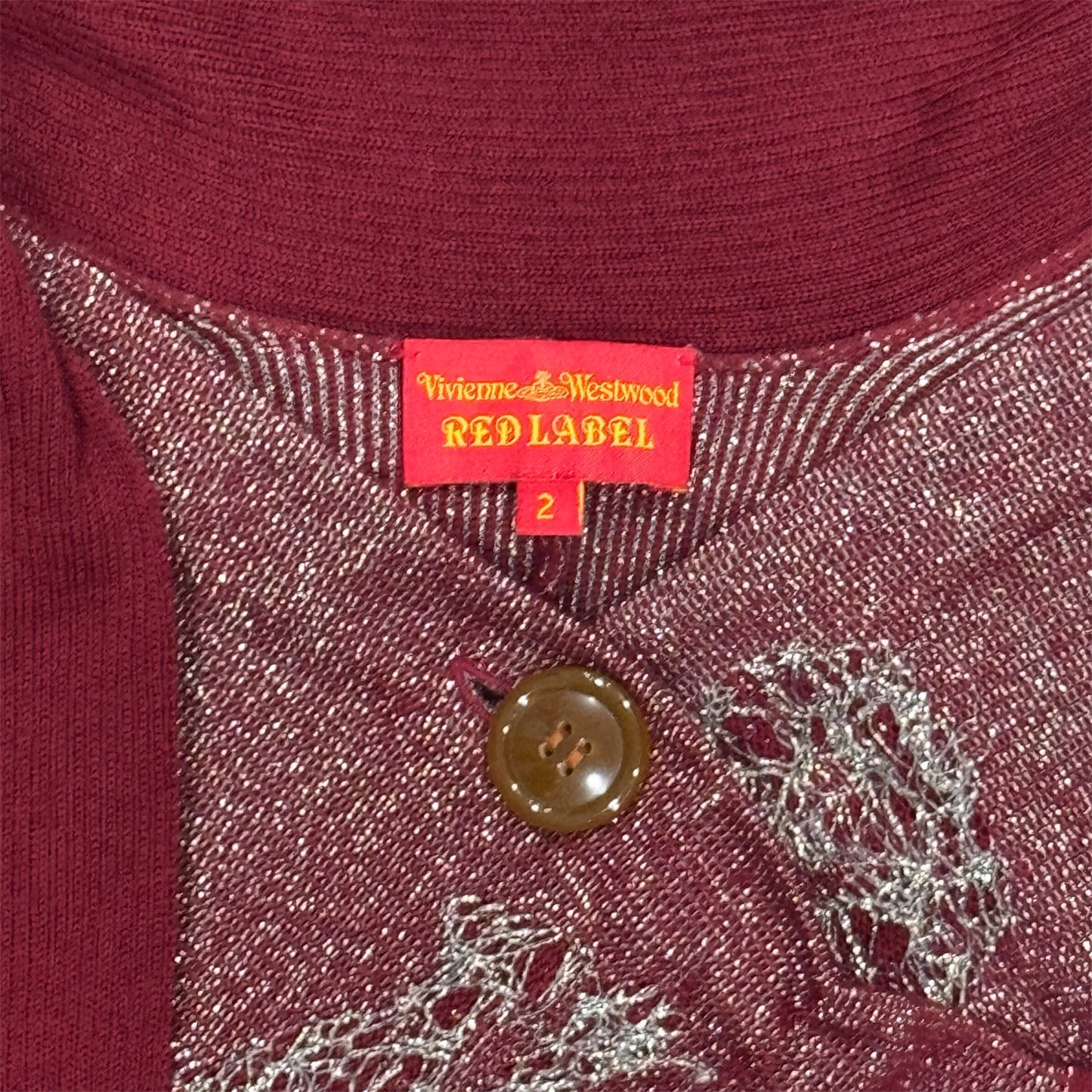 VIVIENNE WESTWOOD RED LABEL SPARKLE BURGUNDY CARDIGAN