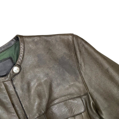 PRADA 1999 OLIVE BIKER LEATHER COAT