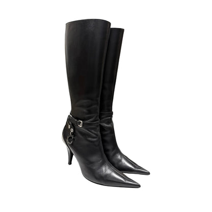 CHRISTIAN DIOR BLACK LEATHER BOOTS