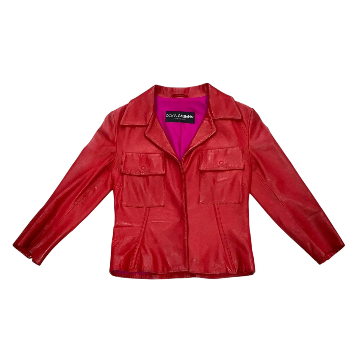 DOLCE & GABBANA RED LEATHER JACKET