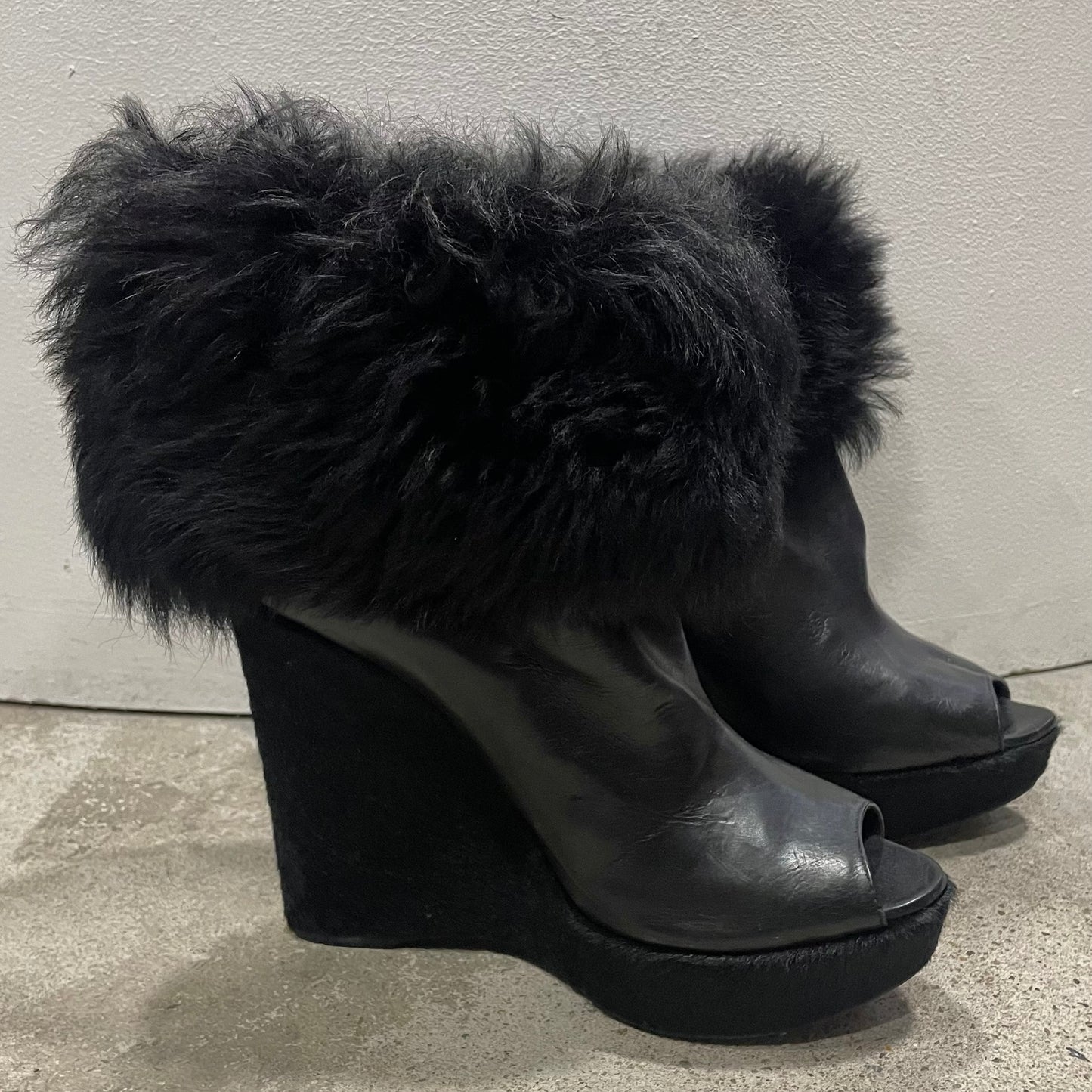 Prada horse fur platform heels