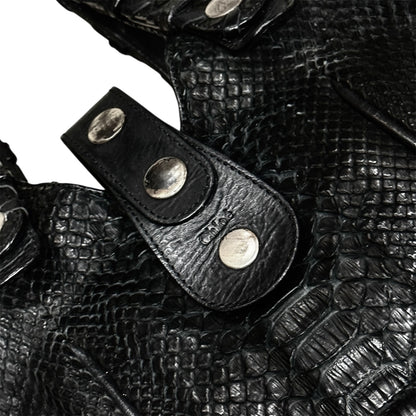CHLOÈ BLACK PYTHON SILVERADO SATCHEL BAG