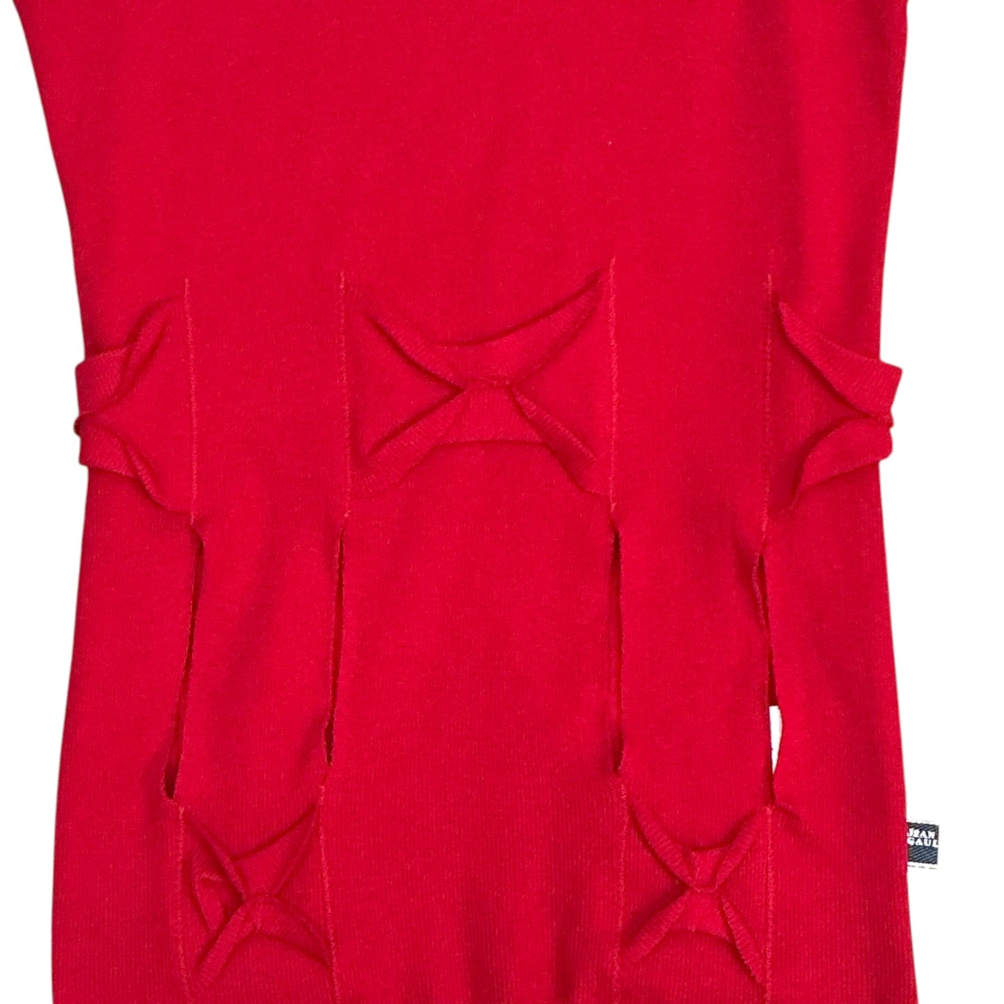JEAN PAUL GAULTIER RED CUTOUT BUCKLED TANK TOP