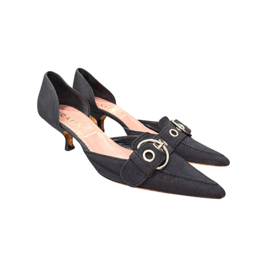 PRADA S/S 2002 BUCKLE KITTEN HEELS