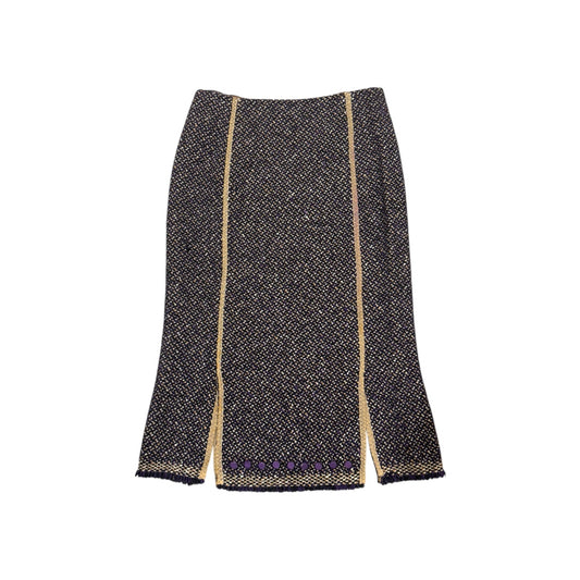 PRADA F/W2000 PURPLE WOOL KNIT MIDI SKIRT