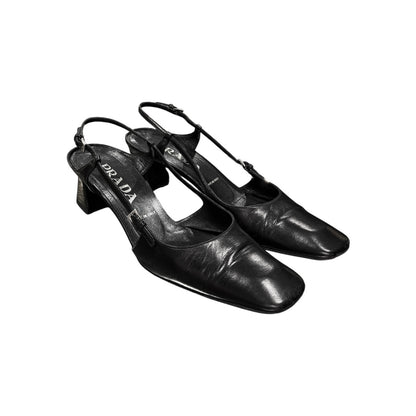 PRADA BLACK LEATHER MULES