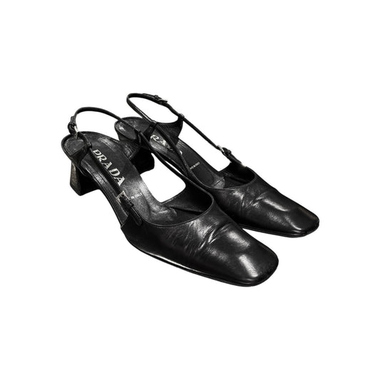 PRADA BLACK LEATHER MULES