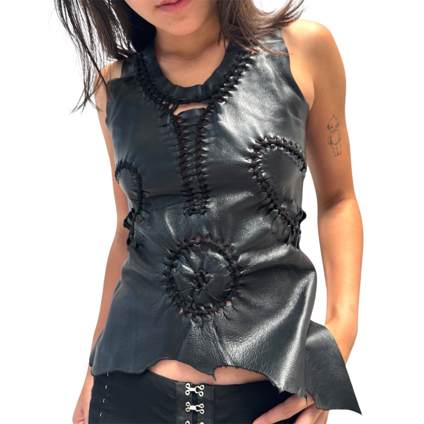 JEAN PAUL GAULTIER S/S2001 BRAIDED LEATHER TOP
