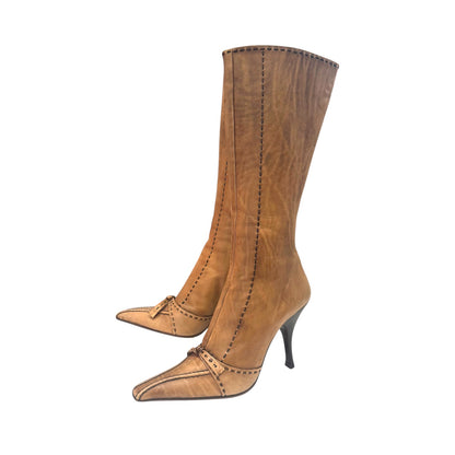 PRADA TAN STITCHING WORK BOOTS