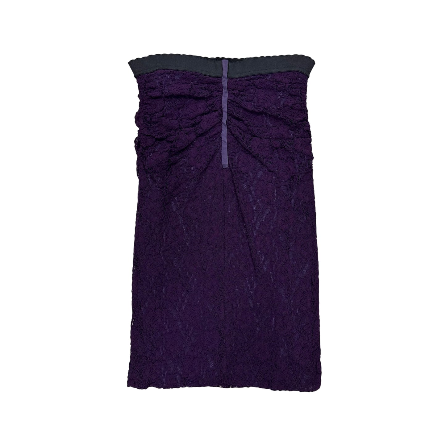 DOLCE & GABBANA RUCHED PURPLE LACE DRESS