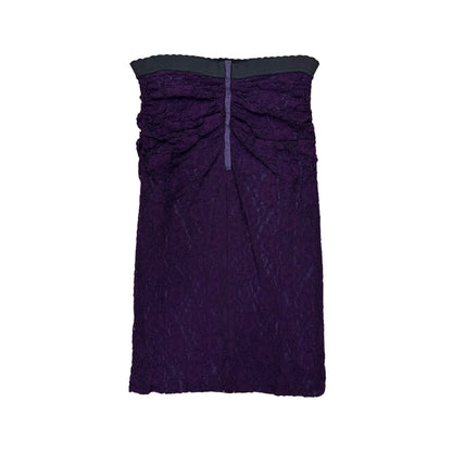 DOLCE & GABBANA RUCHED PURPLE LACE DRESS