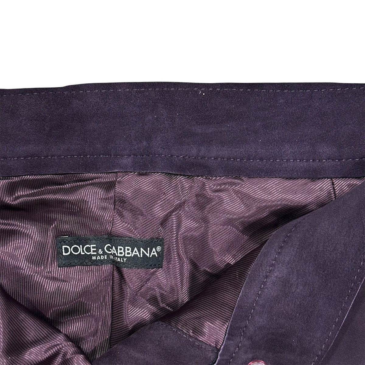 DOLCE & GABBANA PURPLE SUEDE LEATHER PANTS