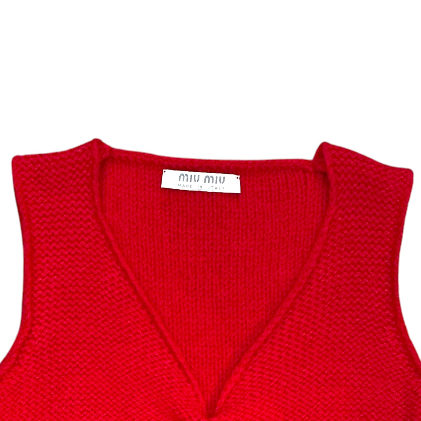 MIU MIU RED KNITTED RED VEST TOP