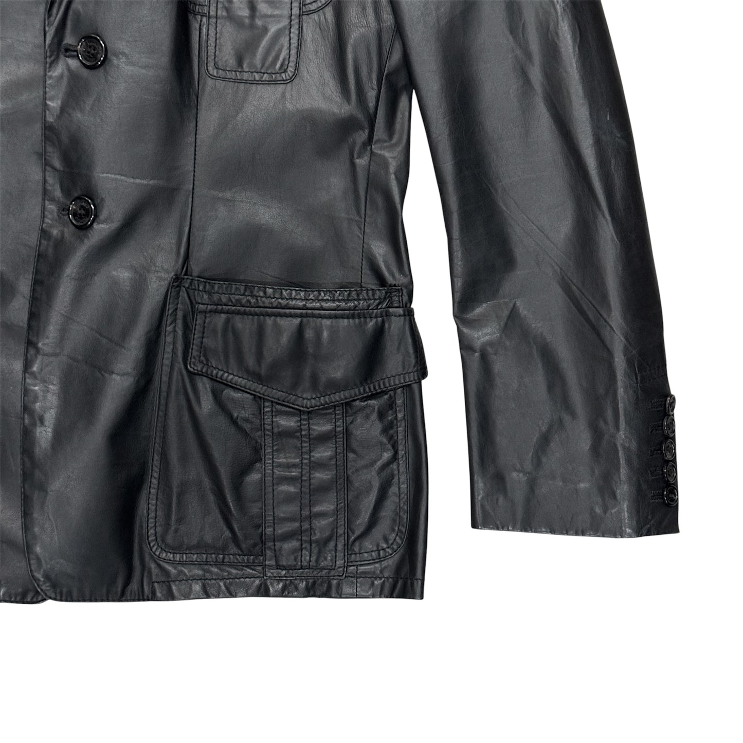 ROBERTO CAVALLI BLACK LEATHER BLAZER