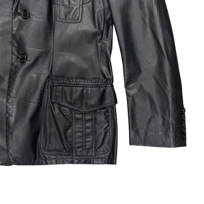 ROBERTO CAVALLI BLACK LEATHER BLAZER
