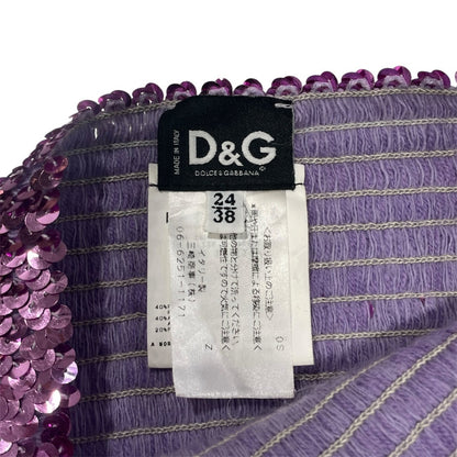 DOLCE & GABBANA PURPLE ELASTIC SEQUINS TUBE TOP
