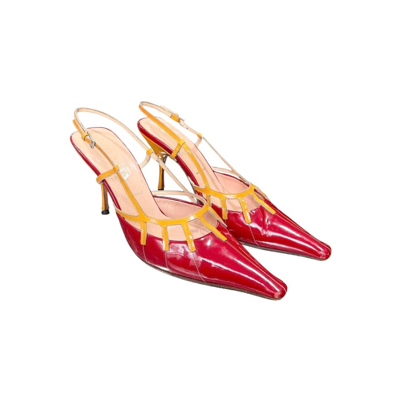 PRADA CAGE SLINGBACK PUMPS POINTED TOE HEELS