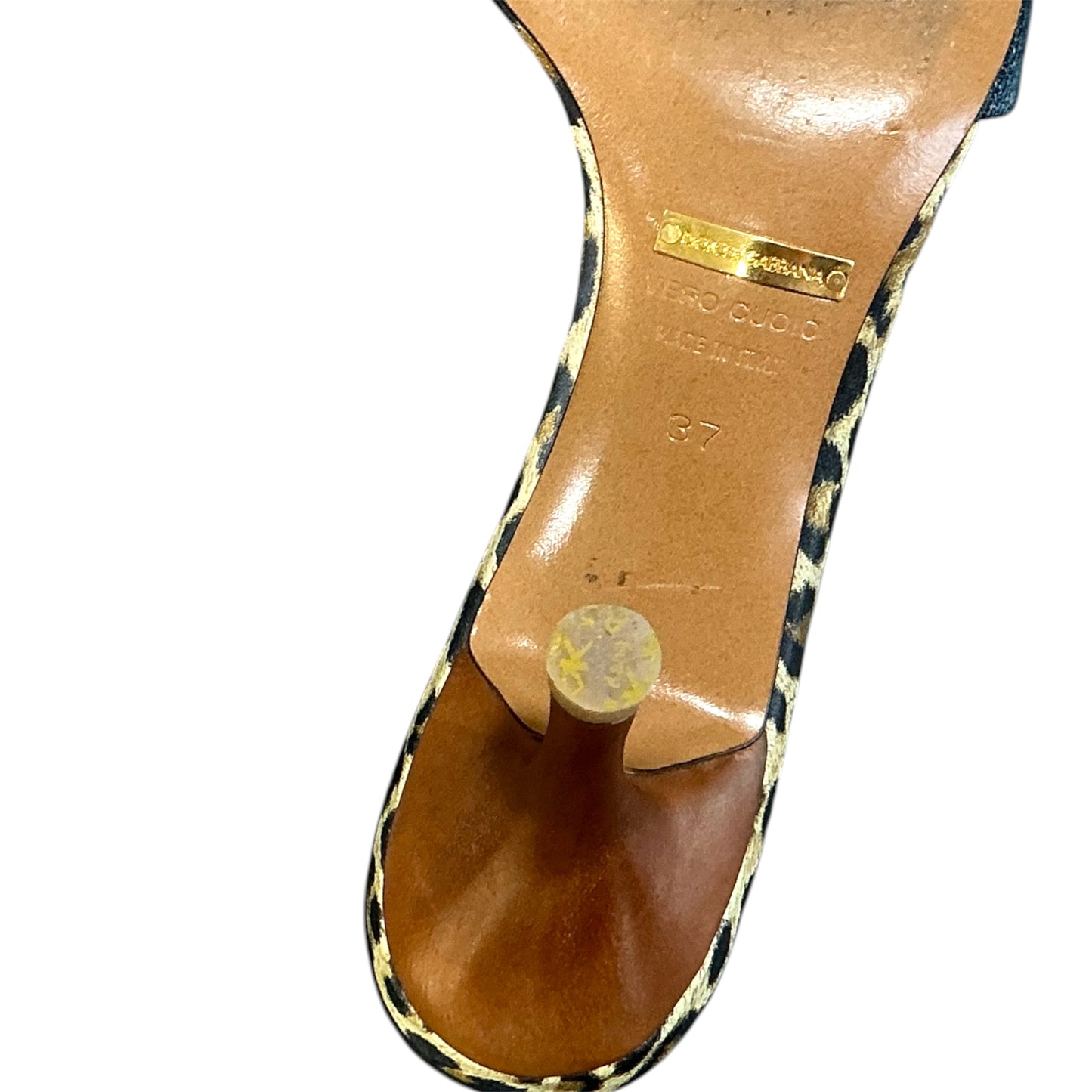 DOLCE & GABBANA LEOPARD CANVAS DENIM MULES