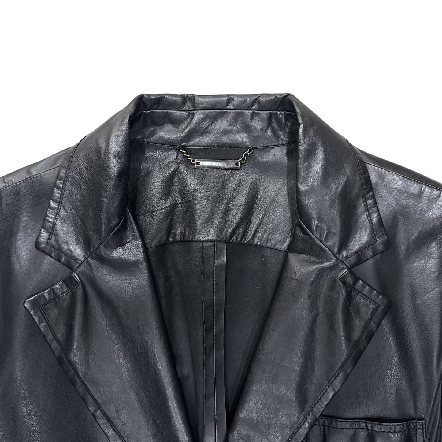 ROBERTO CAVALLI BLACK LEATHER BLAZER
