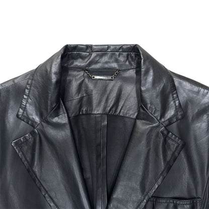 ROBERTO CAVALLI BLACK LEATHER BLAZER