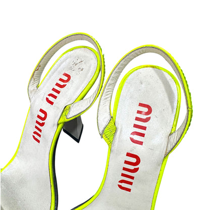 MIU MIU NEON PATENT LEATHER SEQUINS SLING BACK