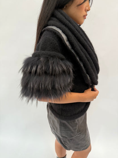 ROBERTO CAVALLI BLACK MOHAIR FUR BOLERO