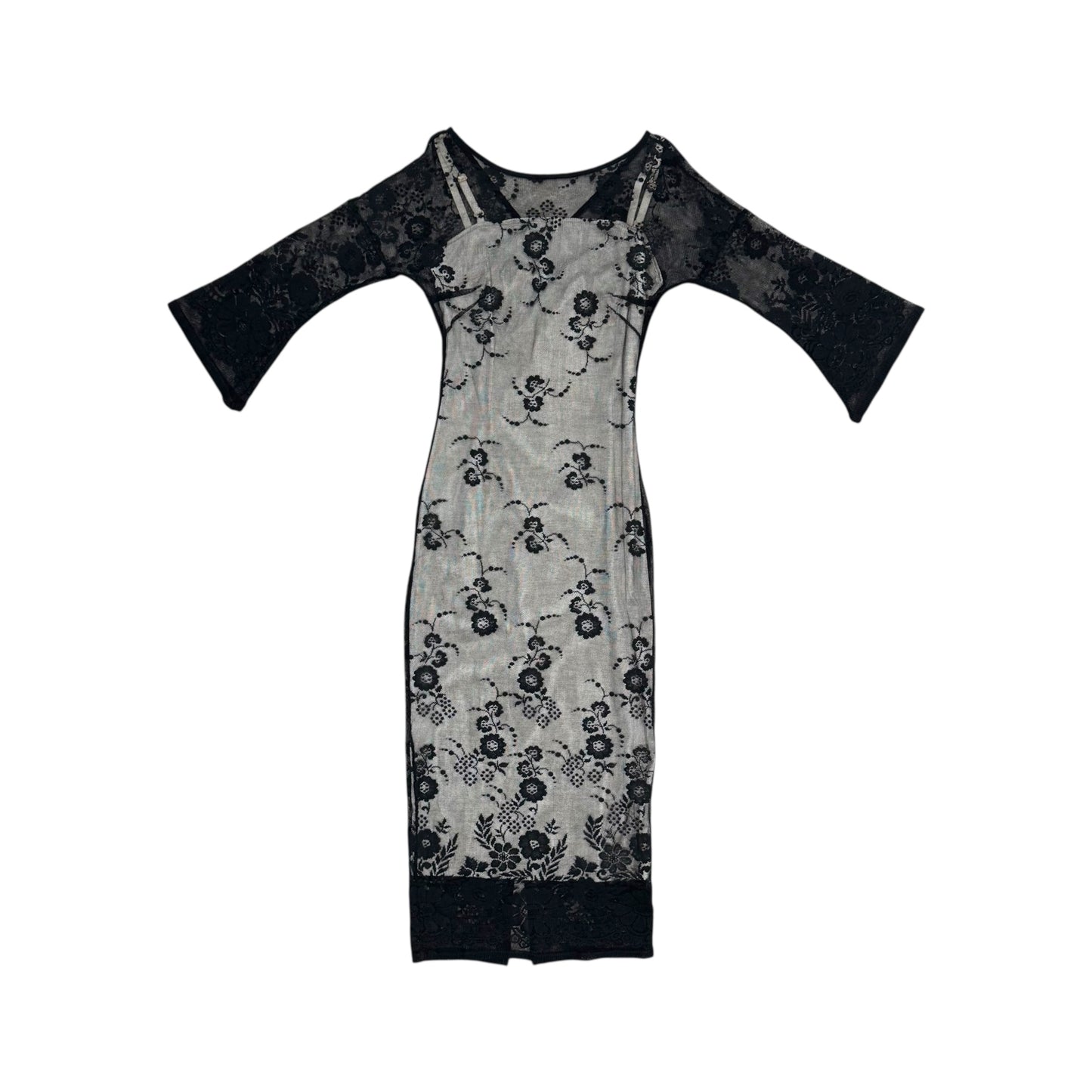 DOLCE & GABBANA SHEER FLORAL LACE OVERLAY DRESS