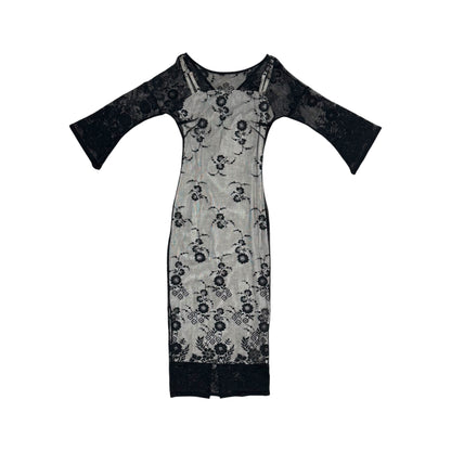DOLCE & GABBANA SHEER FLORAL LACE OVERLAY DRESS
