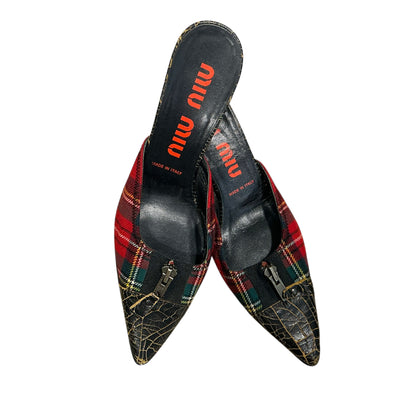 MIU MIU PLAID ZIPPER HEELS